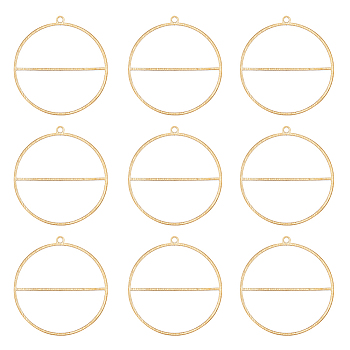 10Pcs Brass Pendants, Hollow, Oval Charm, Golden, 41x38x0.6mm, Hole: 1.8mm