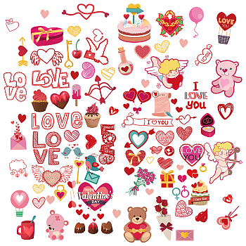 PVC Wall Stickers, Rectangle, for Home Living Room Bedroom Decoration, Valentine's day Themed Pattern, 340x980mm, 2pcs/set