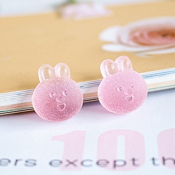 Resin Cabochons Accessories, Imitation Fondants, Rabbit, Pearl Pink, 16x14.5x7mm