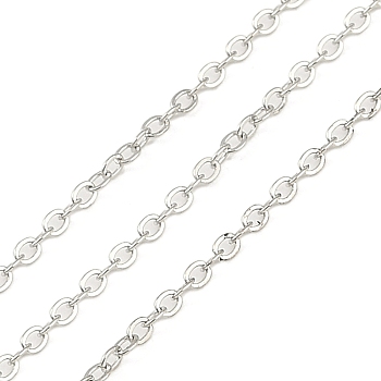 Rack Plating Iron Cable Chain, Oval, Platinum, 2.5x1.8x0.5mm, 50yard/roll