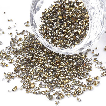 Plated Glass Seed Beads, For Nail Art Decoration Accessories, No Hole/Undrilled, Chip, Dark Goldenrod, 1.5~5x1.5~2x1.5~2mm, about 450g/bag