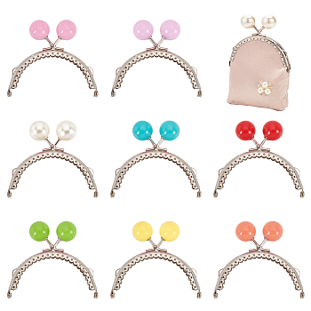 Elite 8Pcs 8 Colors Iron Kiss Lock Purse Frames, Bag Handles, with Plastic Findings, for Bag Sewing Craft, Mixed Color, 7.3x8.7x2cm, 1pc/color