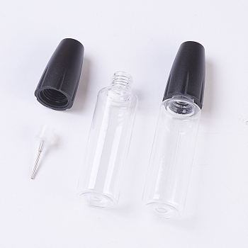 PET Squeeze Smoke Oil Bottle, Dropper Empty Bottle, with Long Thin Needle, Black, 2x9cm, Capacity: 15ml(0.5 fl. oz)