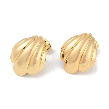 201 Stainless Steel Shell Shape Stud Earrings, with 304 Stainless Steel Pin, Golden, 20.5x17.5mm