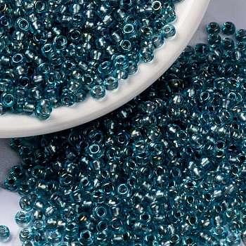 MIYUKI Round Rocailles Beads, Japanese Seed Beads, (RR1824) Fancy Lined Silver Sky, 8/0, 3mm, Hole: 1mm, about 422~455pcs/10g