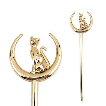 Ancient-Costume Style Alloy Hair Sticks, Cat Hair Pins Hair Chopsticks, Golden, 180x45mm