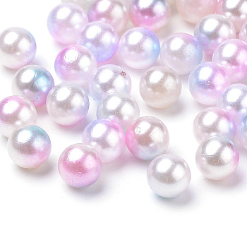 Acrylic Imitation Pearl Beads, No Hole/Undrilled Beads, Round, Pink, 6mm