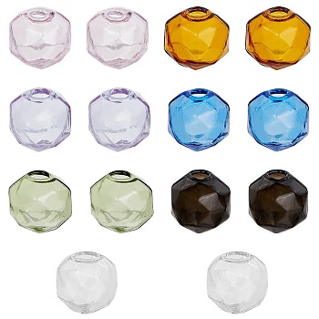 ARRICRAFT 14Pcs 7 Colors Glass Mini Bead Containers, Faceted, Round, Mixed Color, 1.5x1.5x1.5cm, Hole: 3mm, 2pcs/color