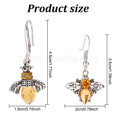 2 Pairs 2 Style Chocolate Glass Bees Dangle Earrings(EJEW-AN0002-88)-2