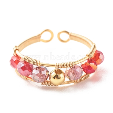 Electroplate Faceted Glass Beads Cuff Ring for Teen Girl Women(X1-RJEW-TA00013-01)-4