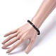 Unisex Round Natural Black Agate Beaded Stretch Bracelets(BJEW-JB04845-01)-5