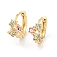 Star with Evil Eye Real 18K Gold Plated Brass Hoop Earrings(EJEW-L269-084G-02)-1