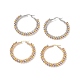 2 Pair 2 Color Round Brass Braided Bead Hoop Earrings(EJEW-JE05080)-1