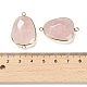 Breloques de connecteur à facettes en quartz rose naturel(G-F763-02G-06)-3