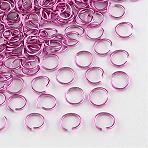 Anodized Aluminum Open Jump Rings, Round, Hot Pink, 20 Gauge, 6x0.8mm, Inner Diameter: 5mm, about 43000pcs/1000g(ALUM-R005-0.8x6-13)