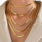 304 Stainless Steel Snake Chain Necklaces for Women, Golden, 2mm, 21.65 inch(55cm)(WG80FEF-04)