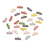 Alloy Enamel Pendants, Number 2026 Charms, Light Gold, Mixed Color, 9x18x1.5mm, Hole: 1.8mm(ENAM-D319-01KCG-01)