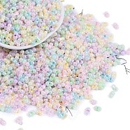 Glass Seed Beads, Round Hole, Peanut, Misty Rose, 3.5x6x3.5mm, Hole: 0.8mm, about 4500pcs/pound(SEED-K010-03M)