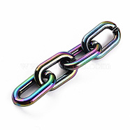 Acrylic Linking Rings, Quick Link Connectors, For Jewelry Chains Making, AB Color Plated, Oval, Rainbow color Plated, 27x16.5x4.5mm, Inner Diameter: 8x18.5mm(OACR-T025-09C)