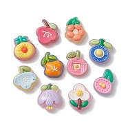 Translucent Resin Decoden Cabochons, Fruit & Flower, Mixed Color, Mixed Shapes, 17.5~19x14.5~16x5.5~7.5mm(RESI-K034-02)