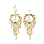 Brass Dangle Earrings, Cluster Earrings, with ABS Plstic Imitation Pearls, Golden, 80mm, Pin: 0.7mm(EJEW-F303-01G)
