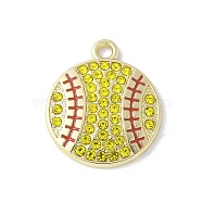 Alloy Enamel Pendants, with Rhinestone, Lead Free & Cadmium Free & Nickel Free, Tennis, 21.5x18.5x3mm, Hole: 2mm(PALLOY-R153-01G-02)