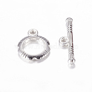 Tibetan Style Alloy Toggle Clasps, Silver Color Plated, Lead Free and Cadmium Free and Nickel Free, 14.5x12mm, 22x5, Hole: 2mm(LF0322Y-NFS)