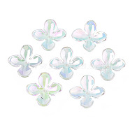 Transparent Acrylic Beads, AB Color Plated, Flower, Clear AB, 27x26x6mm, Hole: 1.8mm, about 670pcs/500g(PACR-N012-001)