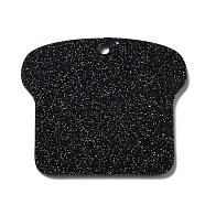 Acrylic Pendants, with Glitter Powder, for DIY Making Keychain, Toast, Black, 49.5x41.5x2mm, Hole: 3mm(SACR-E005-13)