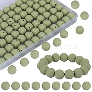 80Pcs Round Silicone Focal Beads, Chewing Beads For Teethers, DIY Nursing Necklaces Making, Yellow Green, 15mm, Hole: 2mm(SIL-SZ0001-24-32)