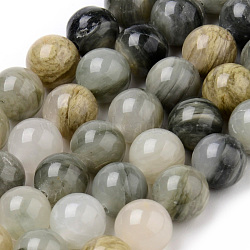 Natural Green Rutilated Quartz Beads Strands, Round, 8~8.5mm, Hole: 1mm, about 45~47pcs/strand, 15 inch(G-Q462-61-8mm)