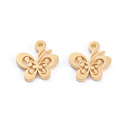 304 Stainless Steel Charms, Laser Cut, Butterfly, Golden, 10x10x1mm, Hole: 1.2mm(X-STAS-I151-39G)