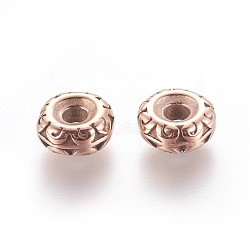 304 Stainless Steel Spacer Beads, Rondelle, Rose Gold, 9.5x4mm, Hole: 3mm(STAS-P237-38RG)