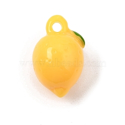Opaque Resin Imitation Fruit Pendants, with Enamel, Yellow, Lemon Charm, 23.5x15x14.5mm, Hole: 3mm(RE-CBAE54B-02E)