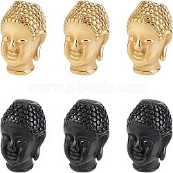 Unicraftale Buddhist 316 Stainless Steel Beads, Buddha Head, Gunmetal & Golden, 14x10.2x9.5mm, Hole: 1.8mm, 2 colors, 6pcs/color, 12pcs/box(STAS-UN0017-42)