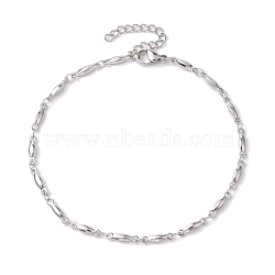 Non-Tarnish 304 Stainless Steel Bar Link Chain Anklets, Stainless Steel Color, 9-1/8 inch(23cm)(AJEW-AN00602-01)