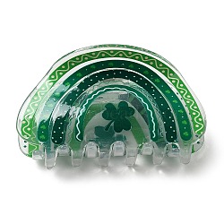 Saint Patrick's Day Acrylic Large Claw Hair Clips, for Women Girls Thick Hair, Lime Green, 44x86.5x46.5mm(PHAR-Z005-01C)