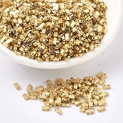 MIYUKI Half TILA Beads, Japanese Seed Beads, 2 Hole, (HTL191) 24k Gold Plated, 5x2.3x1.9mm, Hole: 0.8mm, about 250pcs/bottle, 10g/bottle(SEED-JP0008-HTL191)