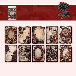 Idle Language Different Flower Material Rose Story Series Scrapbook Paper Pad Sets, for DIY Album Scrapbook, Greeting Card, Background Paper, Diary Decorative, Brown, 140x100mm(PW-WG6385E-06)