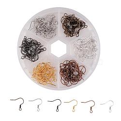 1 Box 6 Color Brass Earring Hooks, with Horizontal Loop, Nickel Free, Mixed Color, 17mm, Hole: 1.5mm, 21 Gauge, Pin: 0.7mm(KK-JP0009-NF)