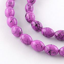 Baking Painted Drawbench Glass Bead Strands, Oval, Violet, 8x6~6.5mm, Hole: 1mm, about 100pcs/strand, 31.4 inch(X-GLAD-S080-6x8-78)
