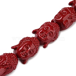 Dyed Synthetical Coral Buddha Head Beads Strands, Red, 25x20x18mm, Hole: 1mm, about 13pcs/strand, 18.5 inch(CORA-L008-01)