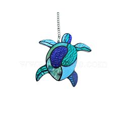 Sea Turtle Stained Acrylic Window Planel, for Suncatchers Window Home Hanging Ornaments, Colorful, 80mm(STGL-PW0001-21C-03)