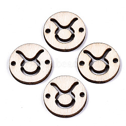 Unfinished Natural Poplar Wood Links Connectors, Laser Cut, Flat Round with Constellation, Taurus, 19.5x2.5mm, Hole: 2mm(WOOD-S045-139A-01)