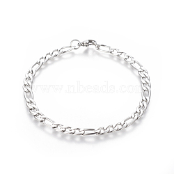 Tarnish Resistant 304 Stainless Steel Figaro Chain Bracelets, with Lobster Claw Clasps, Stainless Steel Color, 8-1/8 inch(20.6cm), 5mm(BJEW-E369-11P)