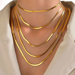 304 Stainless Steel Snake Chain Necklaces for Women, Golden, 2mm, 21.65 inch(55cm)(WG80FEF-04)