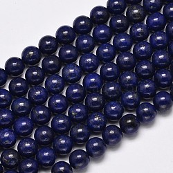 Dyed Natural Lapis Lazuli Round Beads Strands, 4mm, Hole: 0.8mm, about 88~92pcs/strand, 15.1 inch(G-M169-4mm-05)