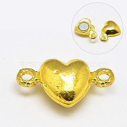 Alloy Magnetic Clasps with Loops, Nickel Free, Heart, Golden, 17x10x6.5mm, Hole: 1.5mm(PALLOY-L234-01G-NF)