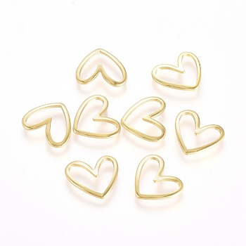 Brass Linking Rings, Long-Lasting Plated, Heart, Real 18K Gold Plated, 11.5x13x1mm, Inner Diameter: 4x11mm