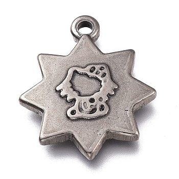304 Stainless Steel Pendants, Star, Stainless Steel Color, 21.5x18x3mm, Hole: 2mm